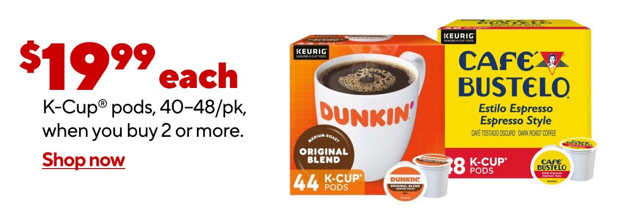 40/44/48ct. K-Cups 2 for $40
