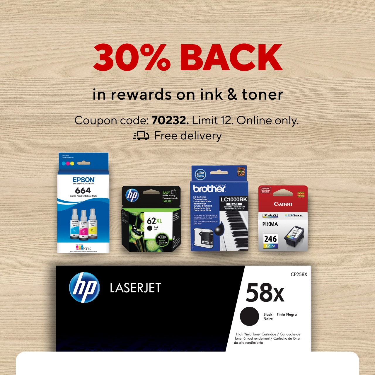 30 rewards back on ink and toner. Staples