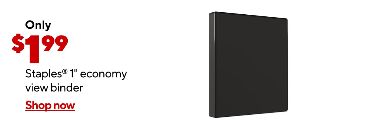 $1.99 Staples® 1" standard view binder