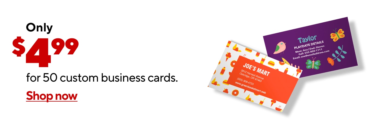 $4.99 for 50 Business Cards