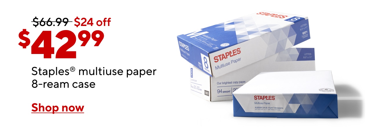 Only $42.99 for Staples multiuse copy paper, 8.5