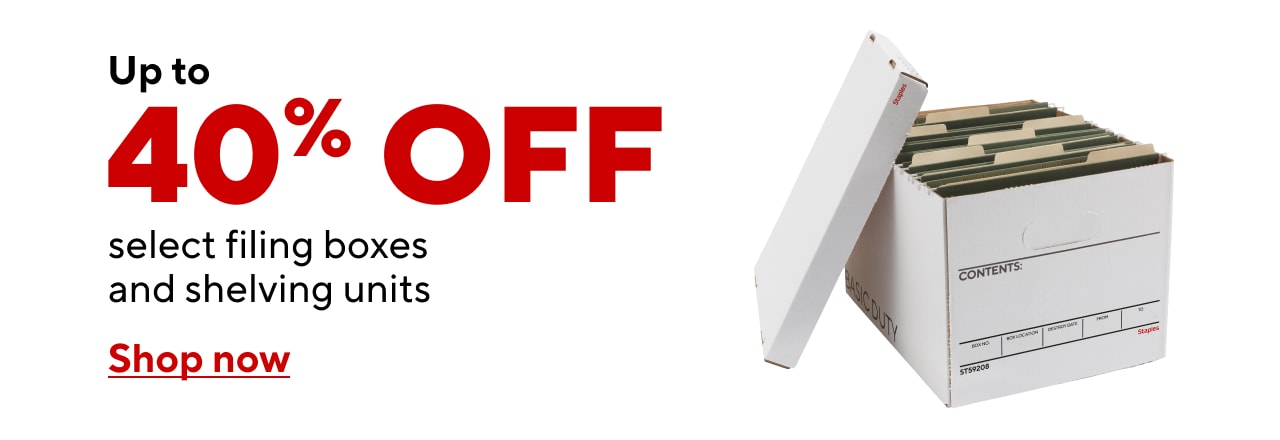 Up to 40% off select shelving units and filling boxes