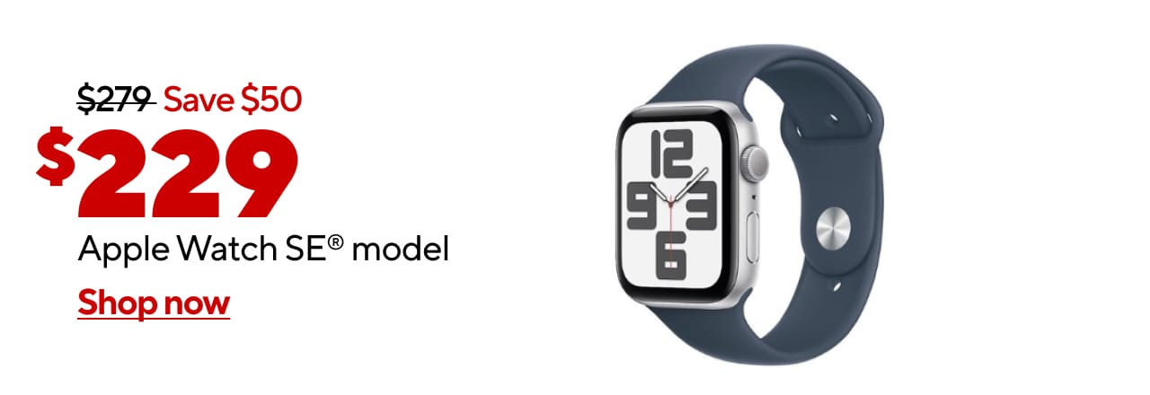 $229 Apple Watch SE® model, 44 mm, silver