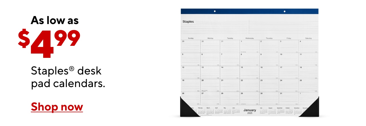 Staples Brand Calendars and Planners $4.99