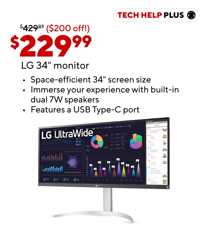 $249.99 LG 34" Monitor