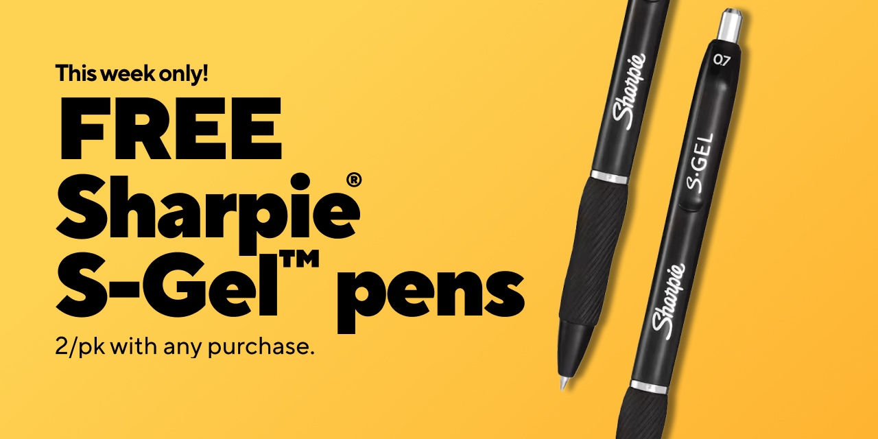 Free Sharpie S-Gel pen 2-pk w/any purchase