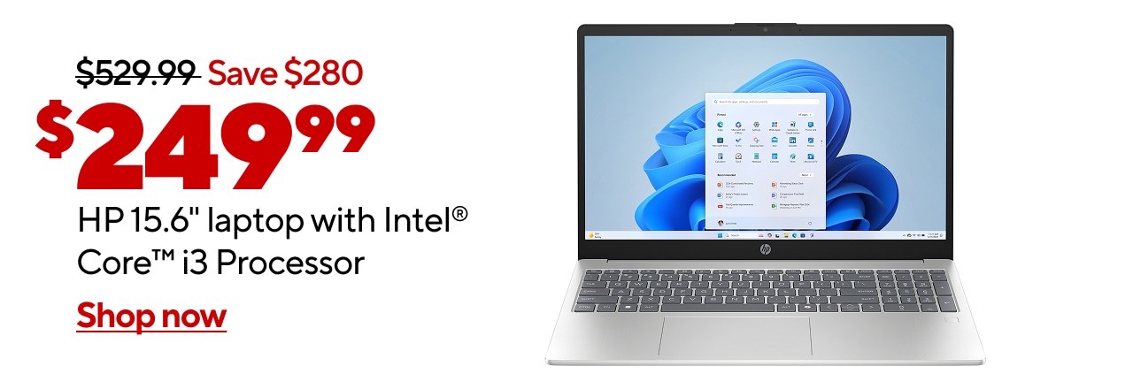 $279.99 HP 15.6 Intel Core i3 Processor Laptop