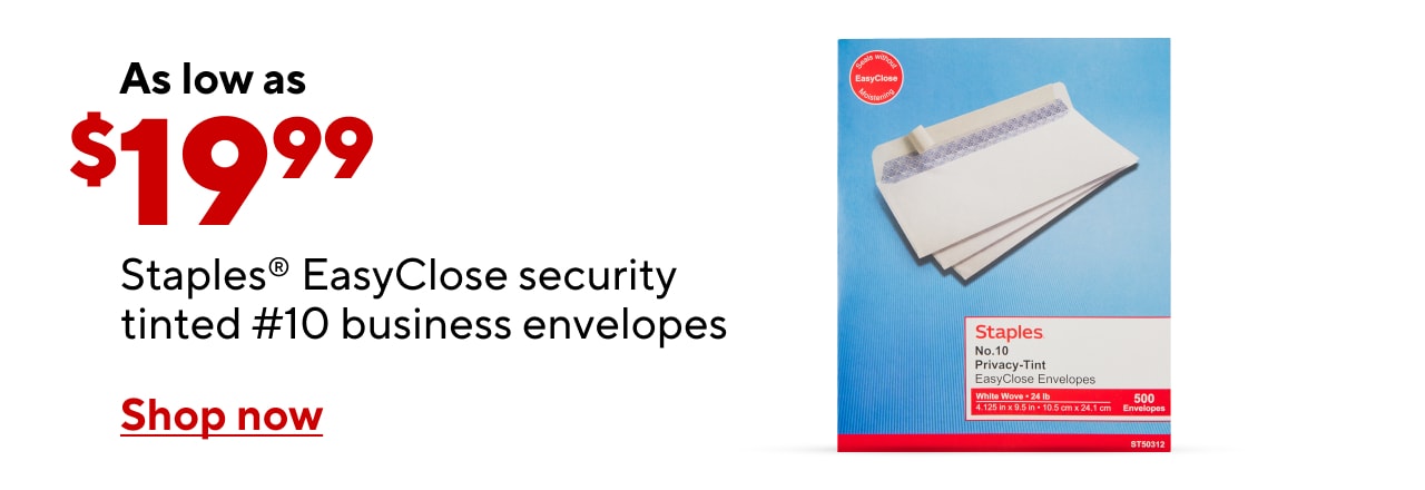 Staples EasyClose Security Tinted #10 Business Envelopes as low as $19.99