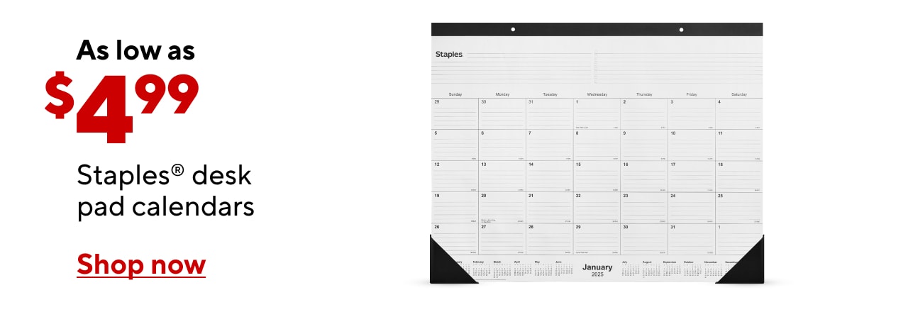 Staples Brand Calendars and Planners $4.99