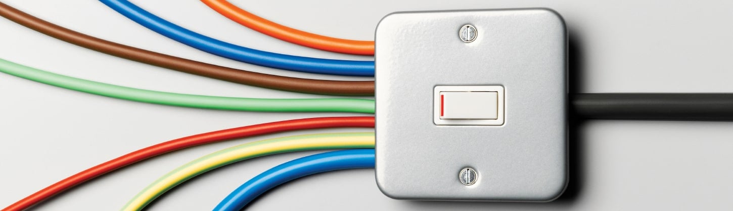 colorful wires coming out of lightswitch