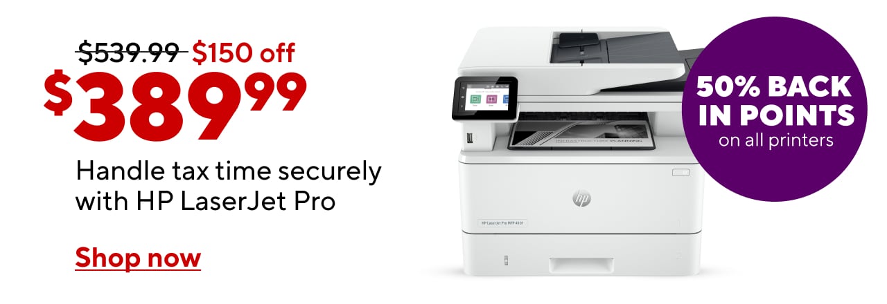 Tackle Tax time like a Pro with the HP LaserJet Pros Enhanced security features to keep your information safe!