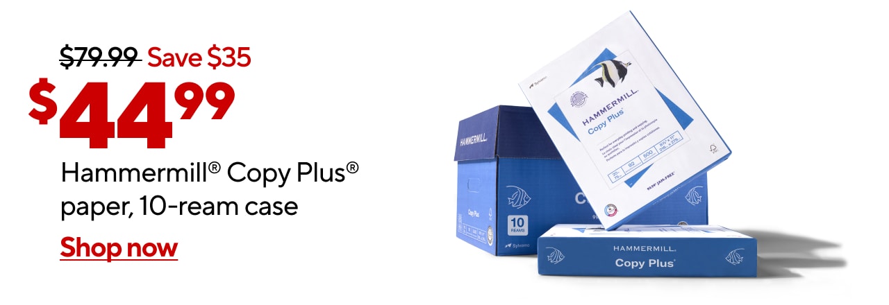 Only $44.99 for Hammermill Copy Plus Copy Paper 8 1/2" x 11", White, 10-Ream Case.