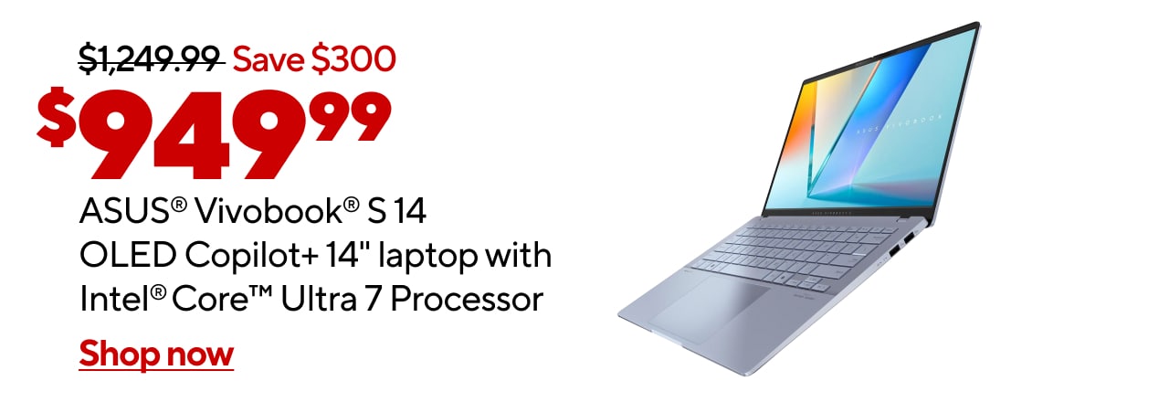 $949.99 ASUS Vivobook 14 Intel Core Ultra 7 Copilot+PC Laptop