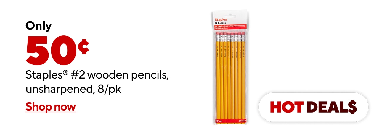 50¢ Staples® unsharpened pencils, 8/pk
