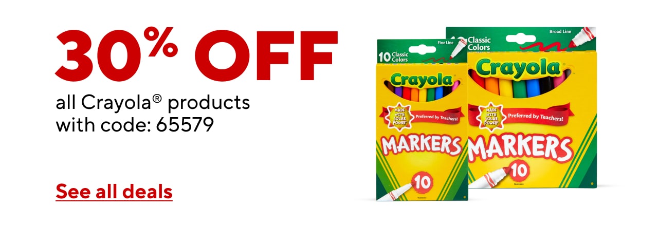 Save 30% on Crayola with coupon code 65579