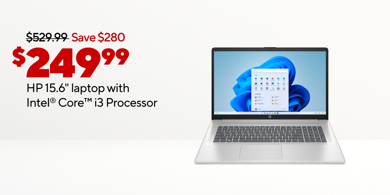 $249.99 HP 15.6 Intel Core i3 Laptop (REG: $529.99)