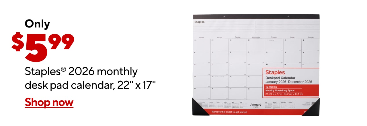 $5.99 Staples Deskpad Calendar