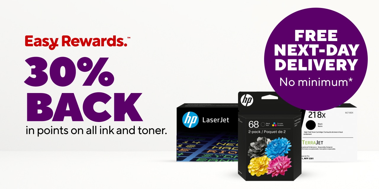 30% back in points on all ink and toner.