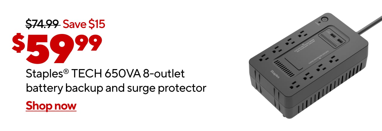 Staples TECH Battery Backup now @ 59.99