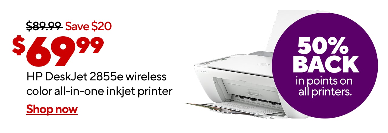 $69.99 HP DeskJet 2855e all-in-one wireless color inkjet printer