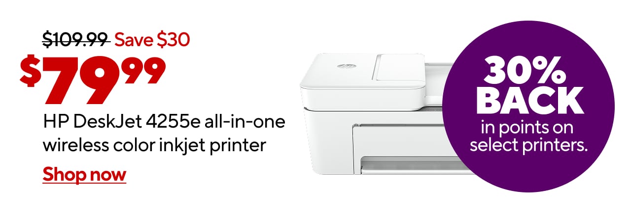 $79.99 HP DeskJet 4255e all-in-one wireless color inkjet printer