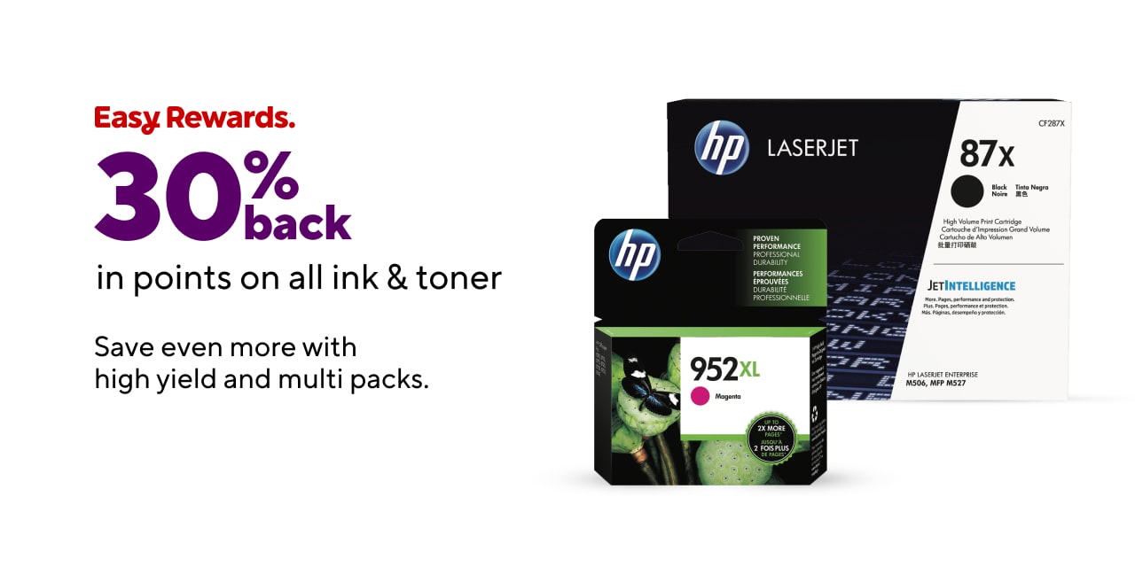 All Other Tiers (Excluding:Platinum/Gold/Plus Members):  30% back in points on all ink and toner.