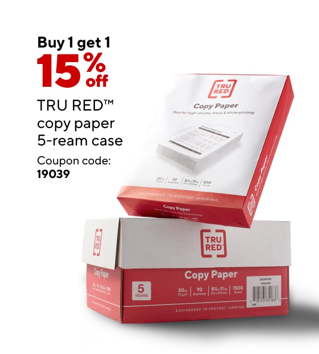 Buy 1 Get 1 15% off TRU RED™ copy paper