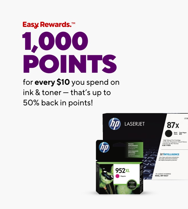 Earn 1,000 points for ever $10 you spend on ink & toner.