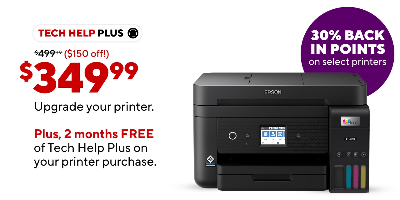 *Add Rewards burst 30%* Print more for less with HP's refillable ink tank printer. HP SmartTank printers up to $130 off