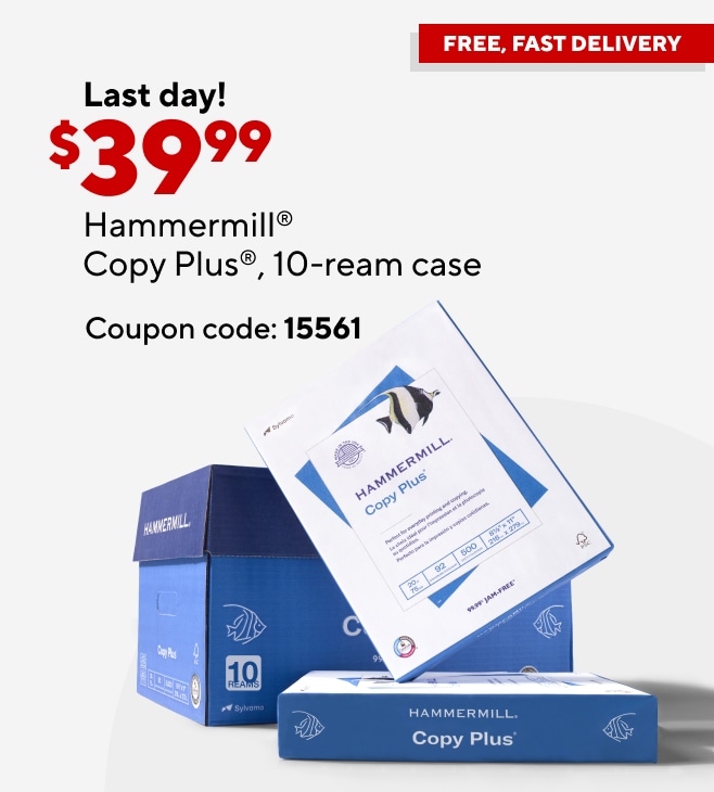 Only $39.99 for Hammermill Copy Plus paper, 10-ream case after coupon.