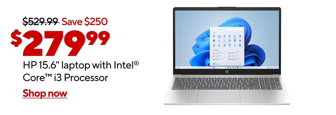 $279.99 HP 15.6" laptop with Intel® Core™ i3 Processor