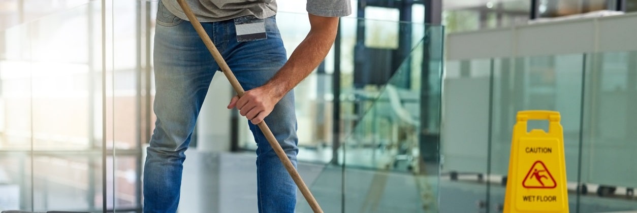 Facilities manager cleaning efficiently