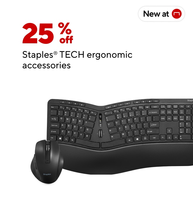 Save up to 25% on Staples TECH ergonomic accessories.