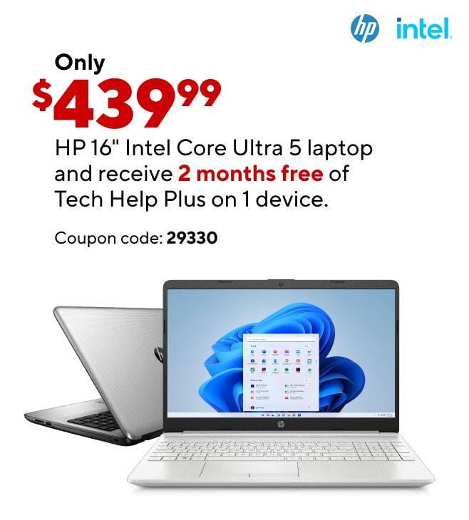 Save up to $439.99 on HP PC's and Free 2 months of Tech Help Plus on 1 device. $20 value for FREE. Coupon Code: 29330