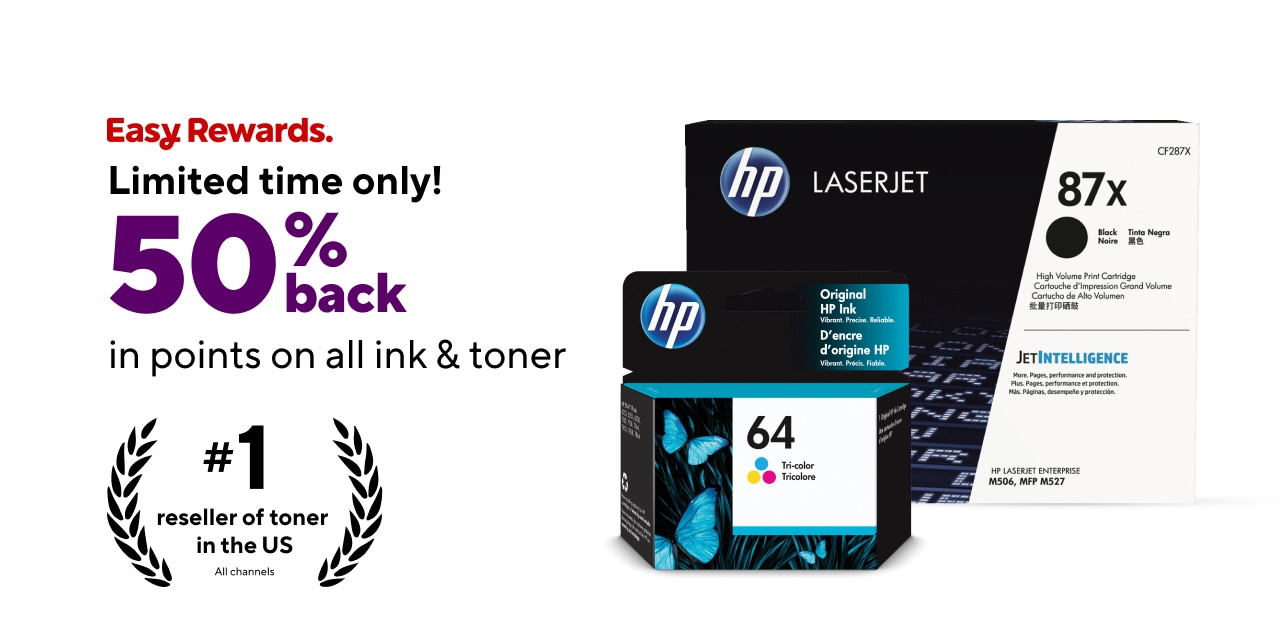 50% Back in Points on ALL ink and toner. Limited time.