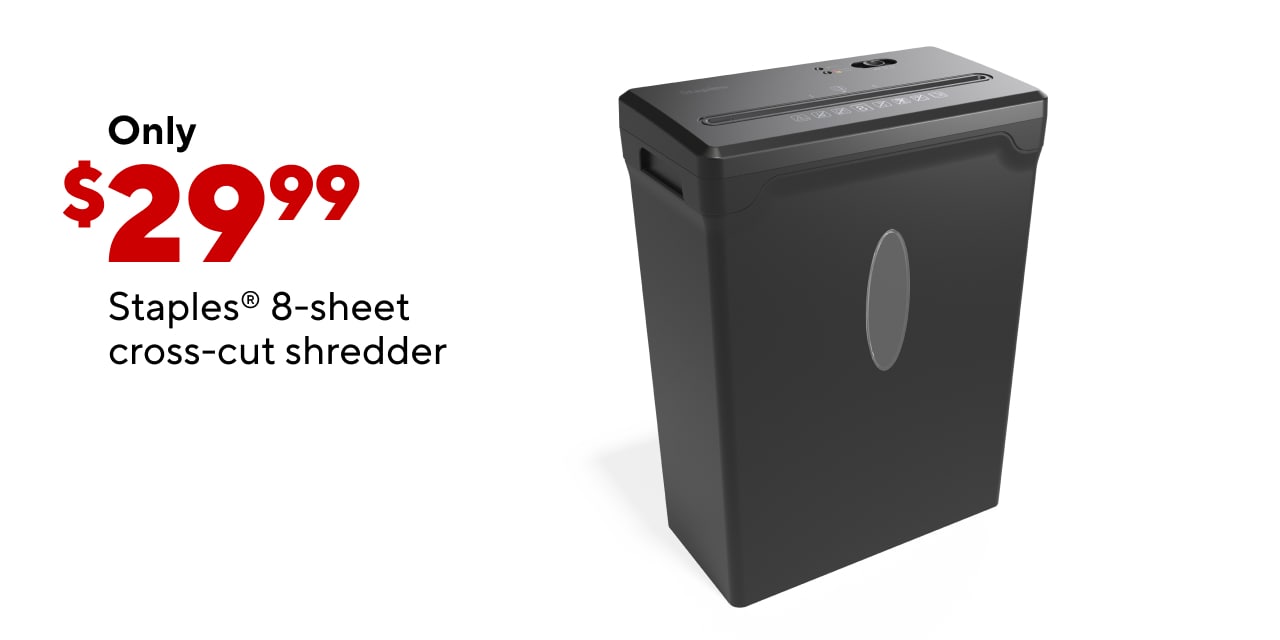 Staples 8-Sheet Cross Cut Shredder $29.99