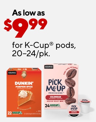 Up to $340 off select computers. $149.99 Staples® Dexley™ chair As low as $9.99 for K-Cup® pods, 20–24/pk. As low as $3.99 for office supplies.