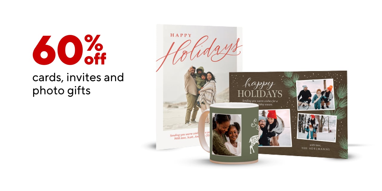 60% off Cards and Invites/Photo Gifts