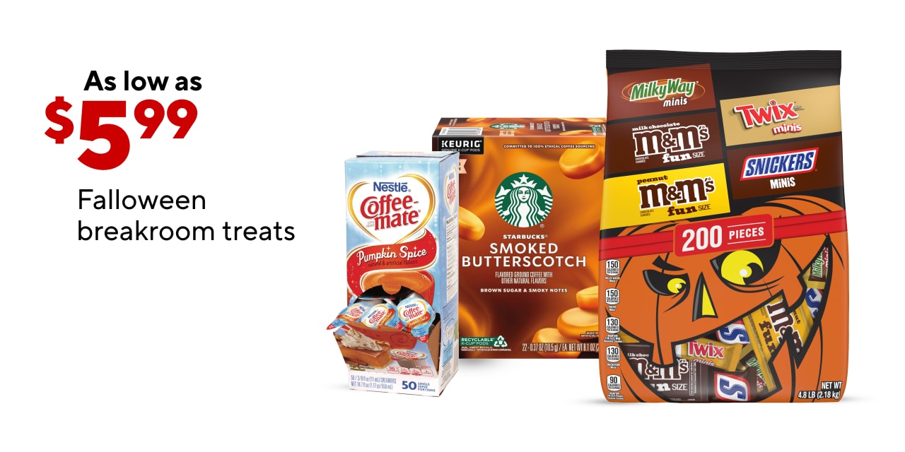 Stock up on all these Falloween Breakroom Treats as low as $5.99!