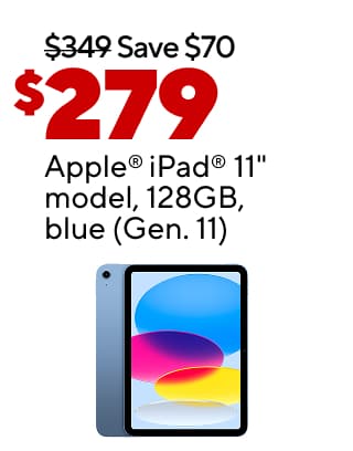 Up to $350 off select computers. $279 Apple® iPad® 11" model, 128GB, blue (Gen. 11) $209.99 HP OfficeJet Pro 9125e all-in-one wireless color inkjet printer $209 Apple Watch® SE model, 44 mm, silver $4.99 JLAB® JBuds2 signature wired earbuds