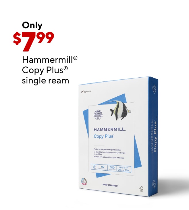 Only $7.99 for Hammermill copy paper, single ream.