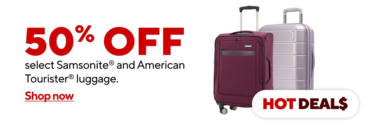 50% off select American Tourister and Samsonite