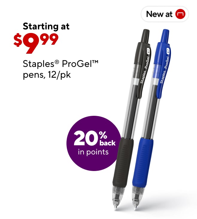 Introducing Staples ProGel. Starting at $9.99 Plus Earn 20% Back in Points