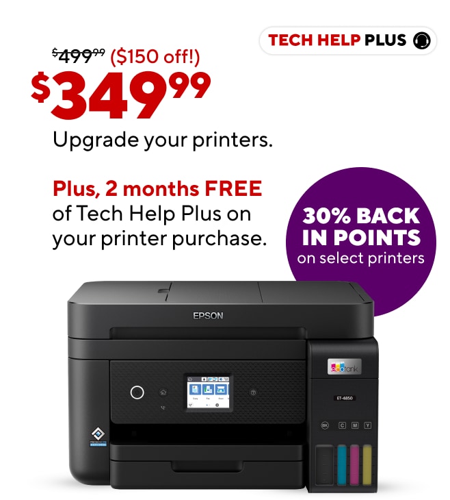 *Add Rewards burst 30%* Print more for less with HP's refillable ink tank printer. HP SmartTank printers up to $130 off