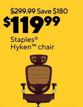 Up to 50% off writing supplies$119.99 Staples™ Hyken chair$21.99 select K-Cup® pods, 44-48/pk$349.99 ASUS® Vivobook® 15.6