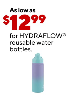 As low as $39.99 for select luggage. As low as $1.99 for travel essentials. As low as $14.99 for Solo New York travel accessories. As low as $12.99 for HYDRAFLOW® reusable water bottles.