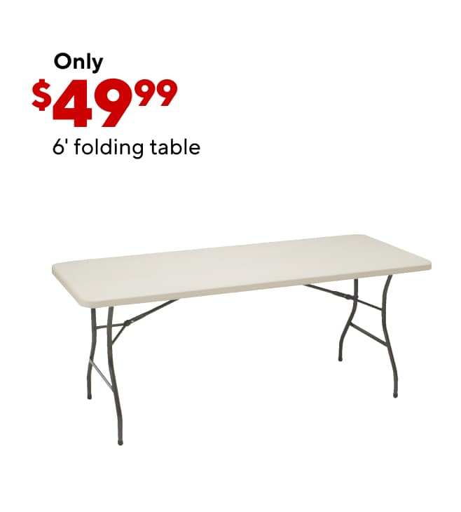 Staples 6ft Fold in Half Table only $49.99