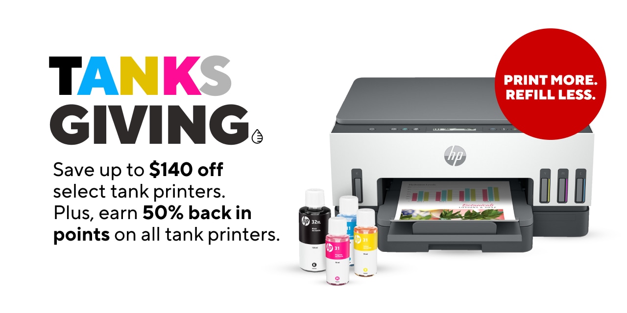 *50% BIR on Tank Printers Burst* Tanksgiving $140 off select Tank Printers