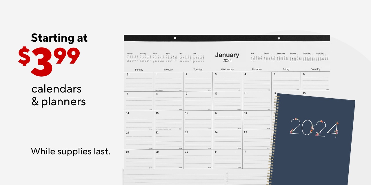 Calendars & Planners Starting At $3.99!