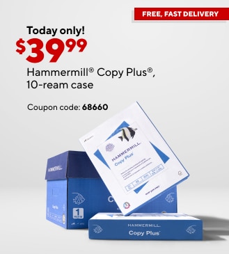 Only $39.99 for Hammermill Copy Plus paper, 10-ream case after coupon.